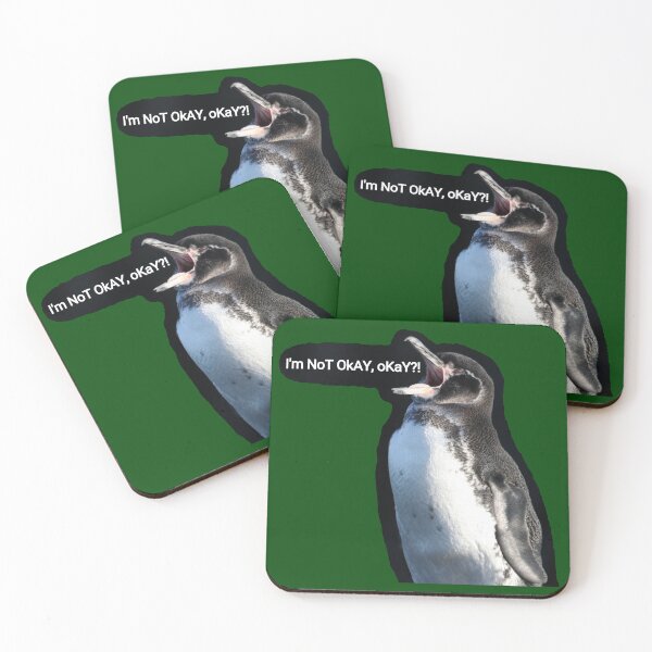 Item preview, (Dark Green #014606 Background) Galapagos Penguin is not okay, okay?  designed and sold by SBPenguins.