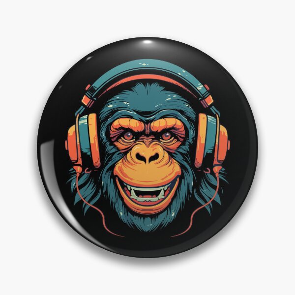 Aperçu de l'œuvre Chimp portant des écouteurs créée et vendue par Gerald Waters.
