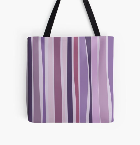 Retro Stripes Grape Purple All Over Print Tote Bag