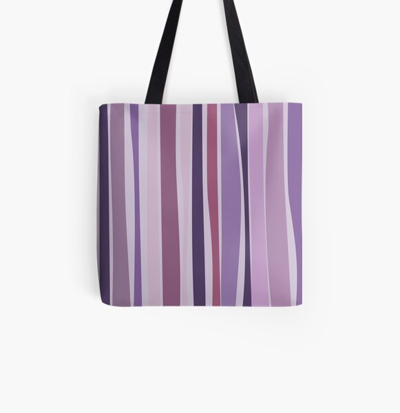 Retro Stripes Grape Purple All Over Print Tote Bag