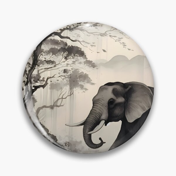 Artikelvorschau, African elephant crossing a wetland in grayscale entworfen und verkauft von SingularityGeek.
