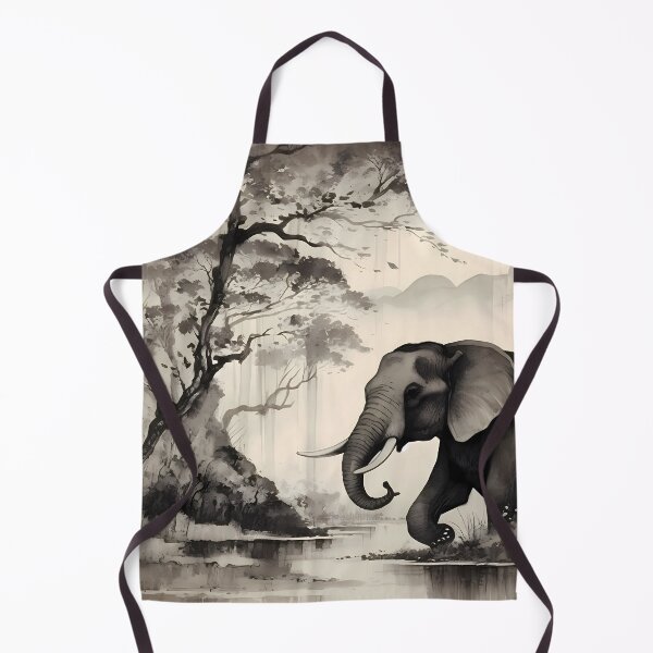 Artikelvorschau, African elephant crossing a wetland in grayscale entworfen und verkauft von SingularityGeek.