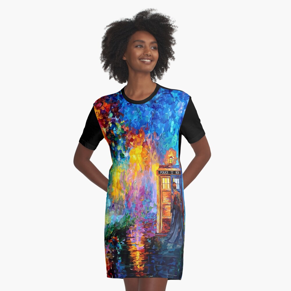 Mysterious Man at beautiful Rainbow Place Graphic T-Shirt Dress