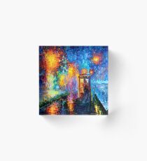 Mysteriöser Mann am schönen Regenbogen-Platz Acrylblock