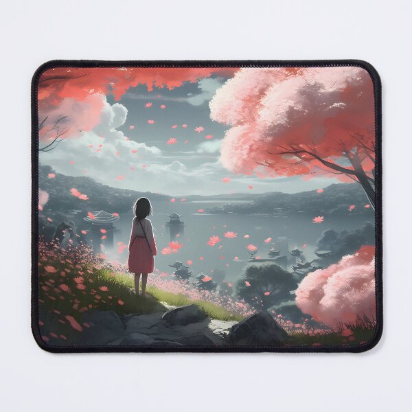 Item preview, Asian girl contemplating the arrival of cherry blossom along a riverbank designed and sold by SingularityGeek.