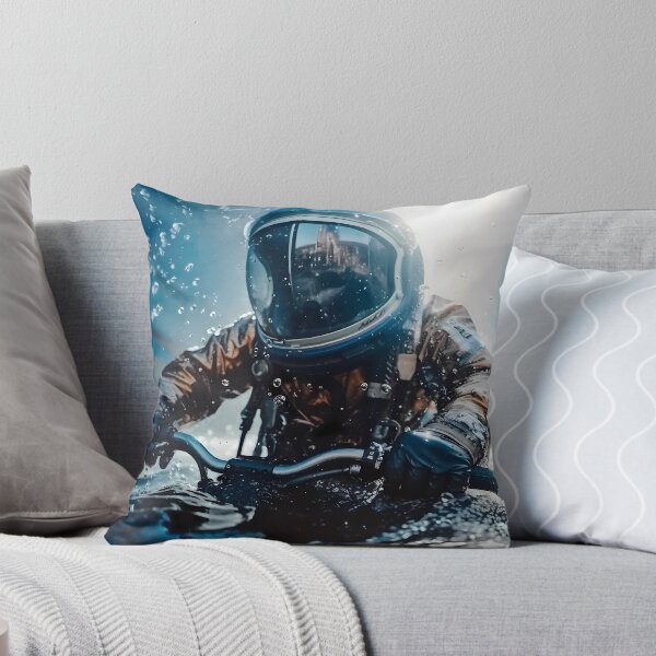 Item preview, Astronaut performing acrobatic stunts on a bicycle in a swimming pool designed and sold by SingularityGeek.