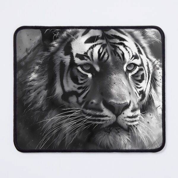 Artikelvorschau, Black and white headshot of a Bengal tiger entworfen und verkauft von SingularityGeek.