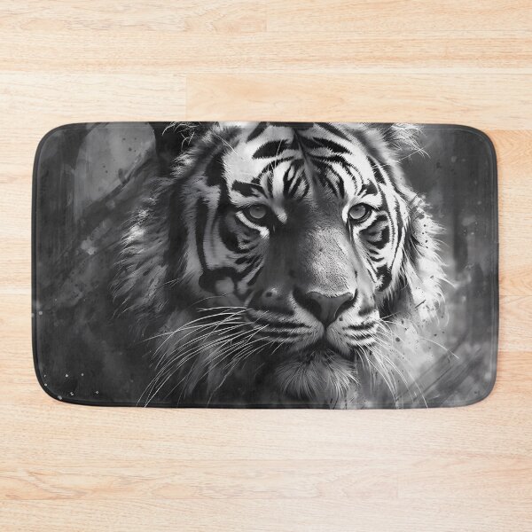 Aperçu de l'œuvre Black and white headshot of a Bengal tiger créée et vendue par SingularityGeek.
