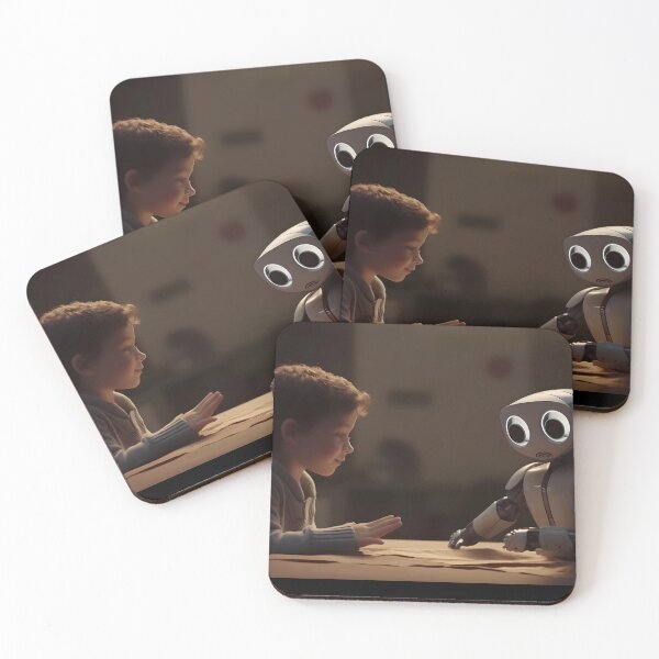 Item preview, Child doing homework with a robot that becomes frightened upon realizing that humans have consciousness designed and sold by SingularityGeek.