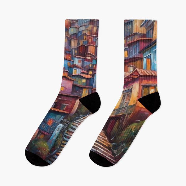 Item preview, Color and camaraderie in a South American mountain village with beautiful stairs that run through it designed and sold by SingularityGeek.