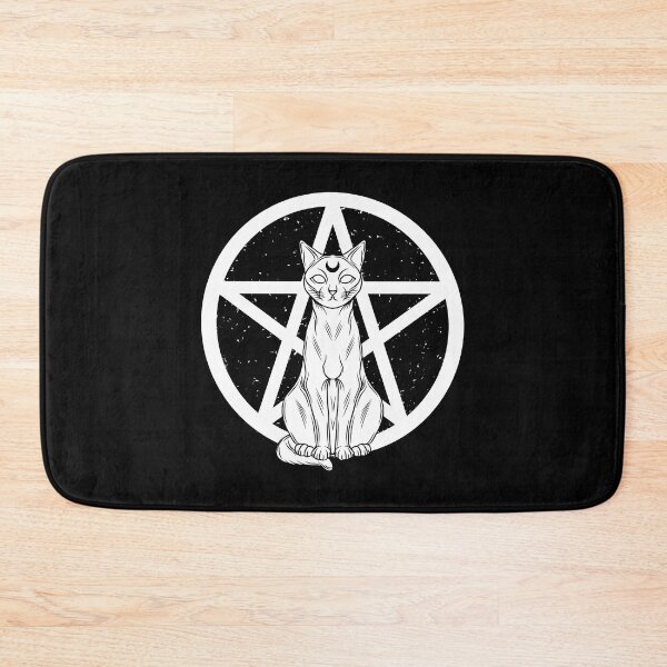 Item preview, Witches White Cat Pentagram Gothic Wiccan Kitty Satanic designed and sold by Vicious Malicious.