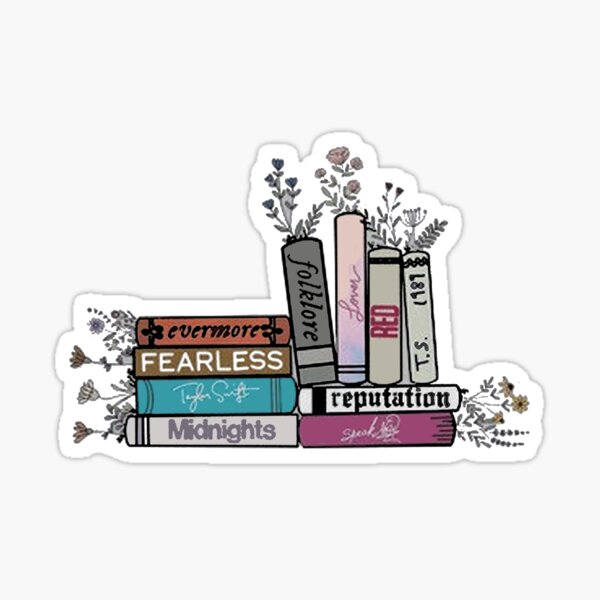 Taylor Swift Sweatshirt | Taylor Swift Albums as Books | PinkPuffClothing Sticker