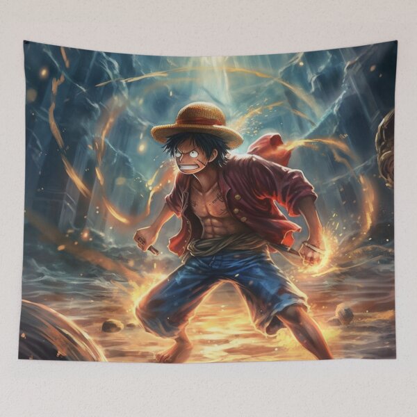 Item preview, Unleash the Power: Epic Artwork of Monkey D. Luffy in a Climactic Battle designed and sold by RobotBadGuy0.