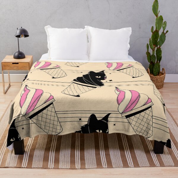 Item preview, Ice Cream Black Cat Pattern in beige designed and sold by charcoalcatco.