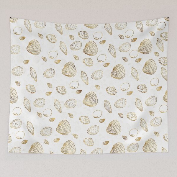 Item preview, Stylish Gold White Seashells Pattern designed and sold by NdesignTrend.
