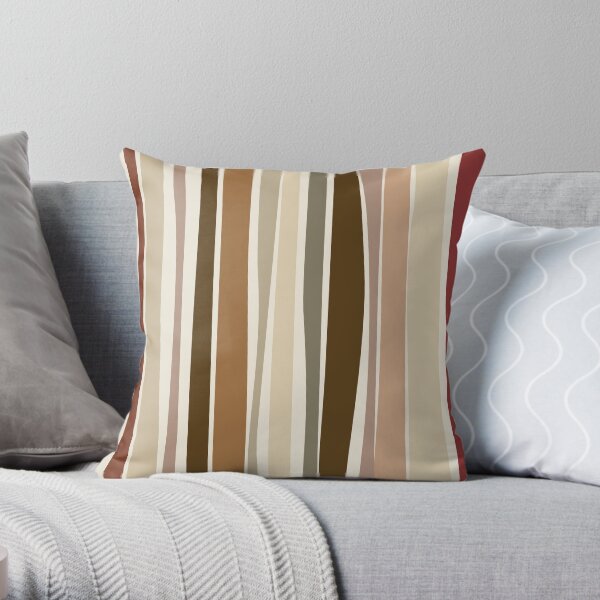 Retro Stripes Savannah Brown Throw Pillow