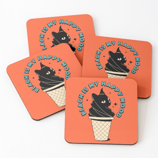 Item preview, Ice Cream Black Cat in orange designed and sold by charcoalcatco.