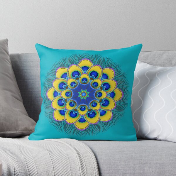 Peacock Mandala Throw Pillow