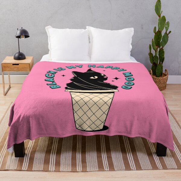 Item preview, Ice Cream Black Cat in pink designed and sold by charcoalcatco.