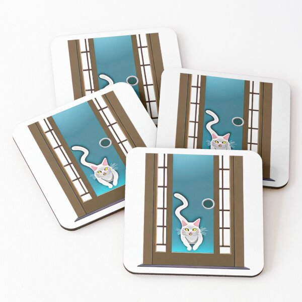 Item preview, Funny animated cat crashing on transparent door designed and sold by masteriven.