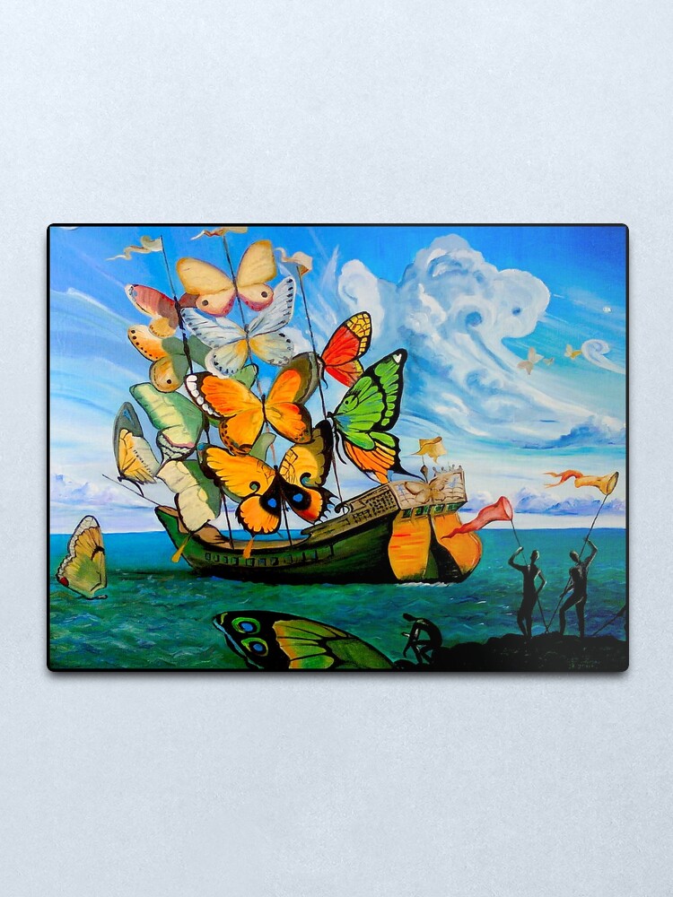 Alternate view of BUTTERFLY SHIP : Vintage Abstract Painting Print Metal Print