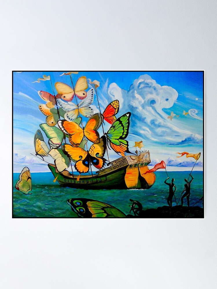 Alternate view of BUTTERFLY SHIP : Vintage Abstract Painting Print Poster