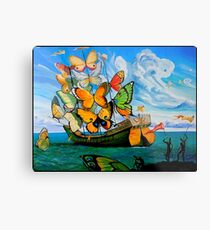 BUTTERFLY SHIP : Vintage Dali Abstract Painting Print Metal Print