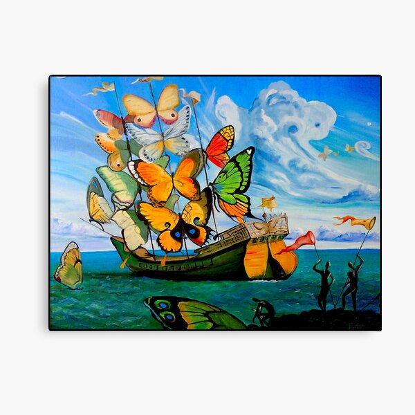 BUTTERFLY SHIP : Vintage Dali Abstract Painting Print Canvas Print