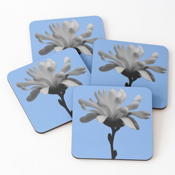 Item preview, Monochrome Magnolia Blossom - blue background designed and sold by Louise-Mae.
