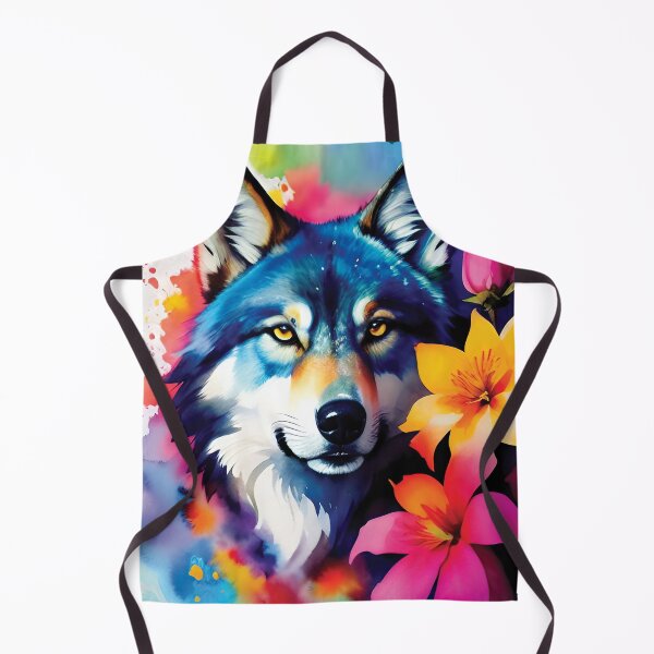 Item preview, Majestic Wolf with Watercolor Flowers designed and sold by FriskyLemur.
