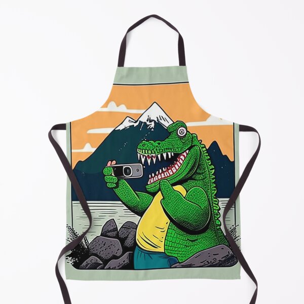 Item preview, crocodile using a cell phone to take a picture of a mountain designed and sold by YoutShop.