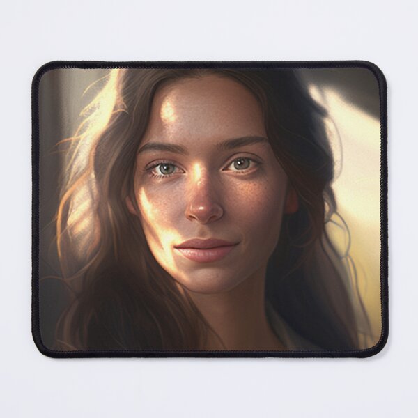 Item preview, a woman looking at the camera, with sunlight on her face. designed and sold by YoutShop.