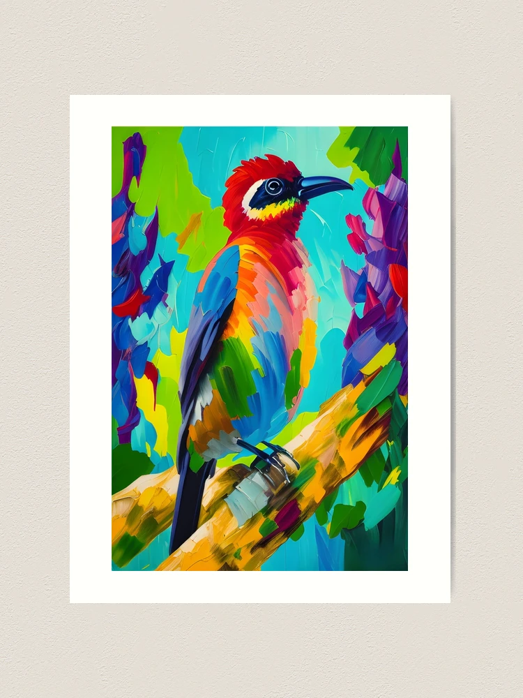 希少 アート 大型本 TROPIAAL ART Birds and Leaves Troupial Bird Art Print - National Bird Art Print - Home