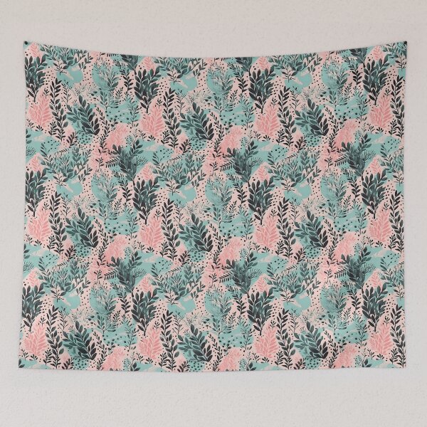 Item preview, Mint and Pink Forest Pattern designed and sold by CinEmmaDesign.