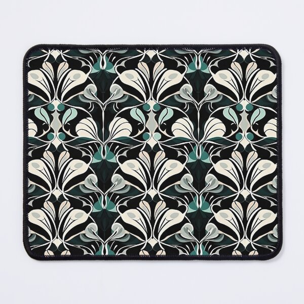Item preview, Teal and light beige ornate set of vintage floral pattern designed and sold by DAHAS.