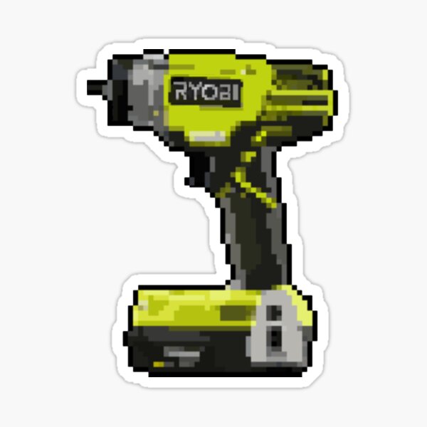 Item preview, Ryobi impact driver in pixel art designed and sold by Sleevezipper.