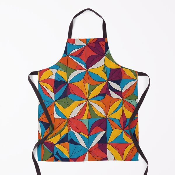 Item preview, A repeating abstract pattern with red,  yellow, brown and orange with leaf shaped polygons designed and sold by Gary Gable.