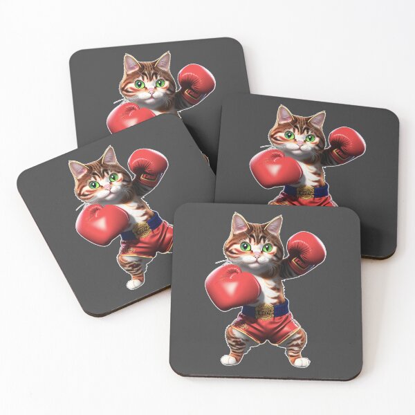 Item preview, Cat boxer in red gloves designed and sold by IrinaGuArt.
