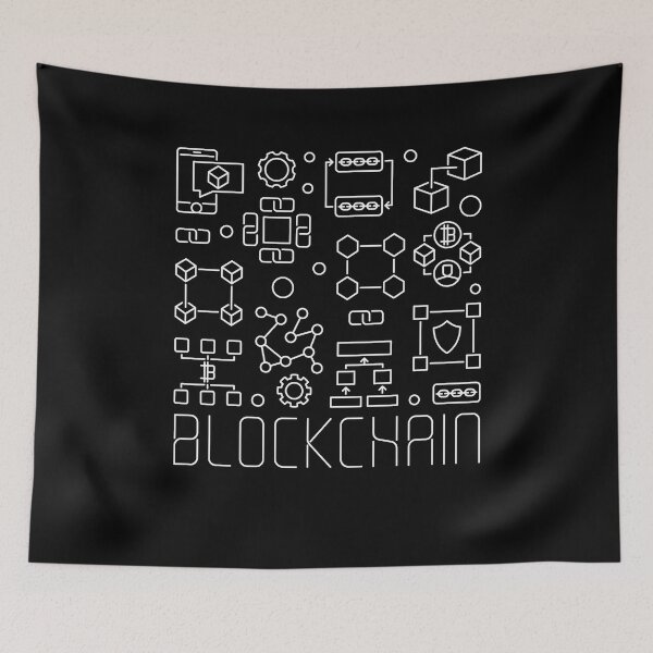 Item preview, Blockchain Technology modern outline square-shaped design for cryptocurrency and block chain geek designed and sold by venomousvector.