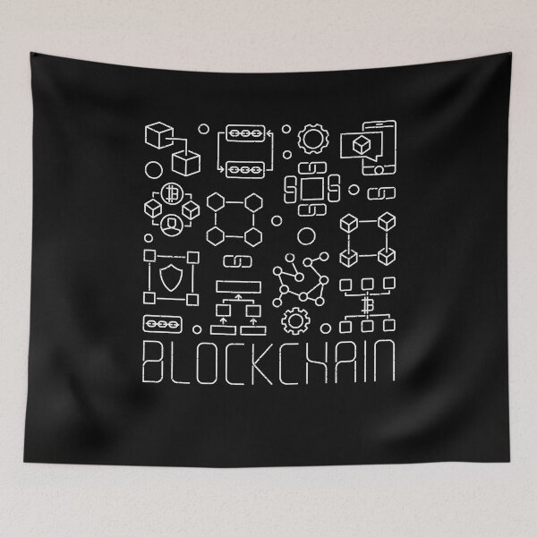 Item preview, Block Chain or Block-Chain Technology modern outline Distressed Square Shaped Design for block chain Geeks designed and sold by venomousvector.