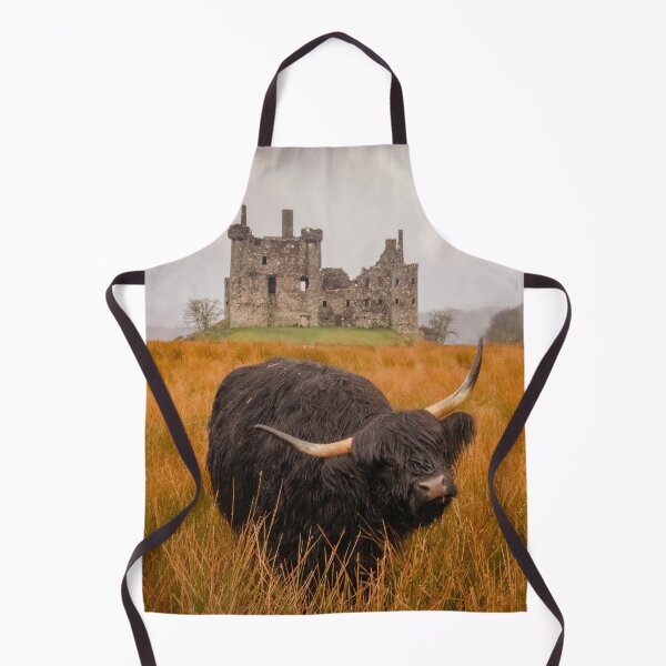 Item preview, Kilchurn Castle being guarded by a highland cow! designed and sold by Hike-and-Click.