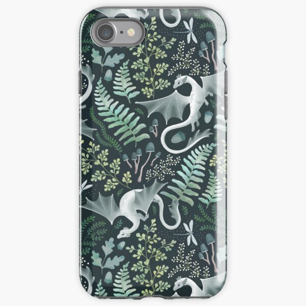 Item preview, Forest dragons in shades of green on a dark green background designed and sold by adenaJ.