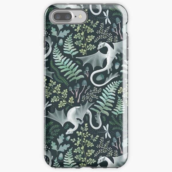 Item preview, Forest dragons in shades of green on a dark green background designed and sold by adenaJ.