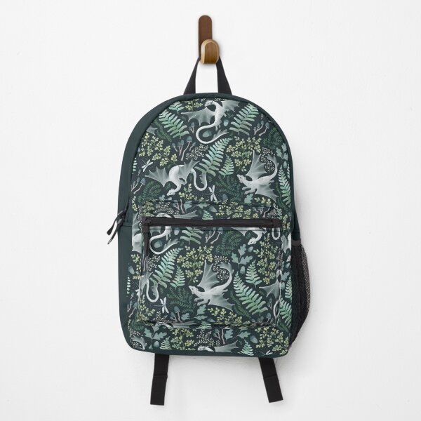 Item preview, Forest dragons in shades of green on a dark green background designed and sold by adenaJ.