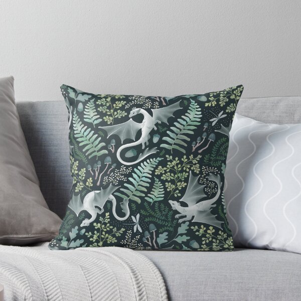 Item preview, Forest dragons in shades of green on a dark green background designed and sold by adenaJ.