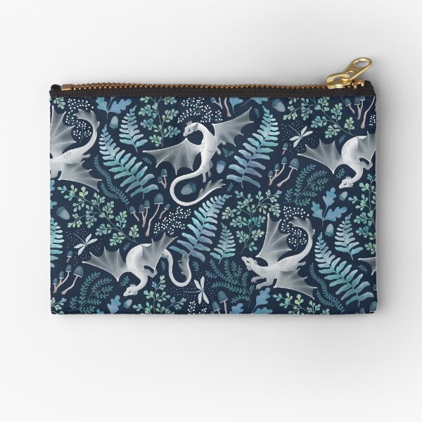 Item preview, Forest dragons in shades of blue and green on navy blue designed and sold by adenaJ.