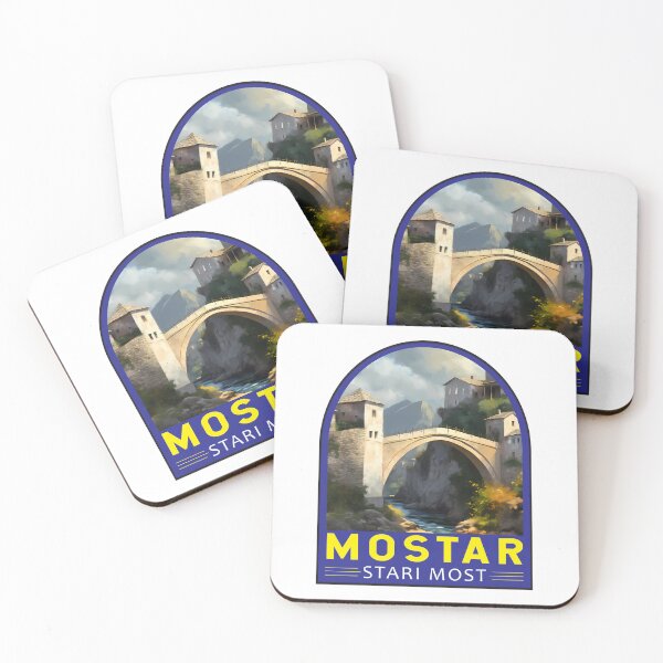 Item preview, Mostar Stari Most Travel Oil Painting Emblem designed and sold by KrisSidDesigns.
