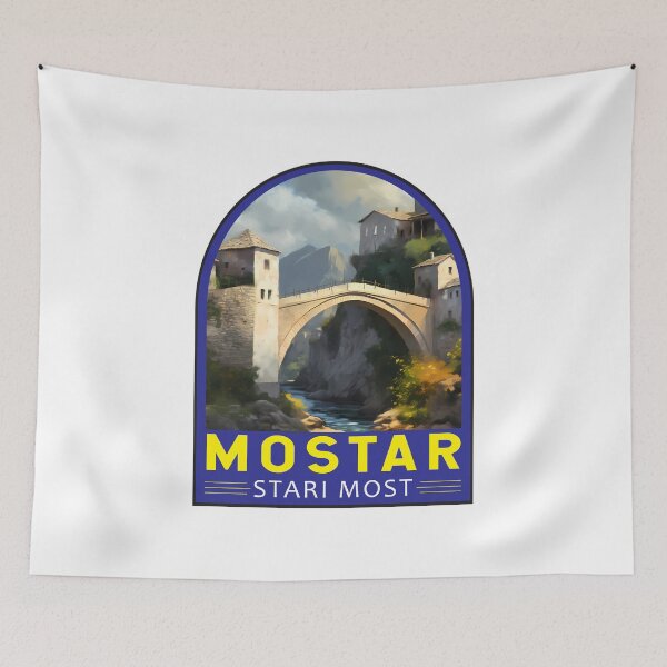 Item preview, Mostar Stari Most Travel Oil Painting Emblem designed and sold by KrisSidDesigns.