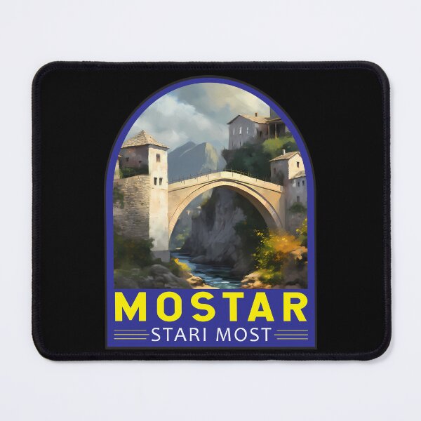 Item preview, Mostar Stari Most Travel Oil Painting Emblem designed and sold by KrisSidDesigns.