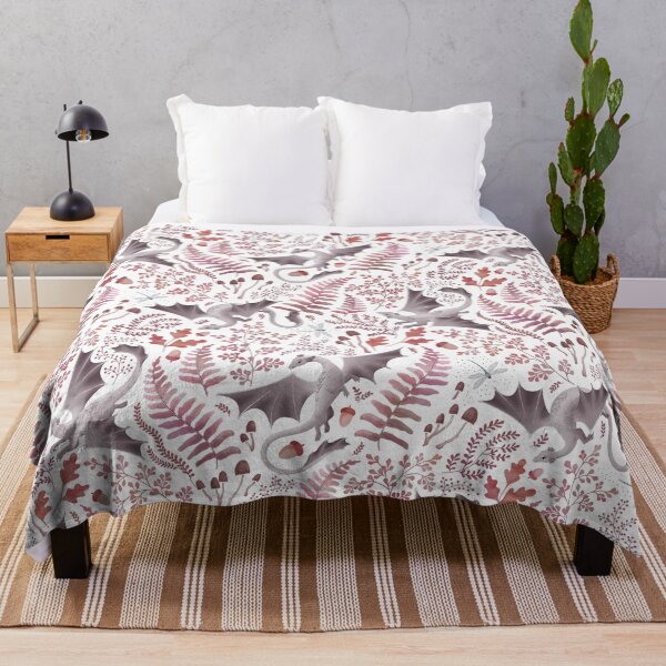 Item preview, Forest dragons in autumn pinks and oranges on white designed and sold by adenaJ.